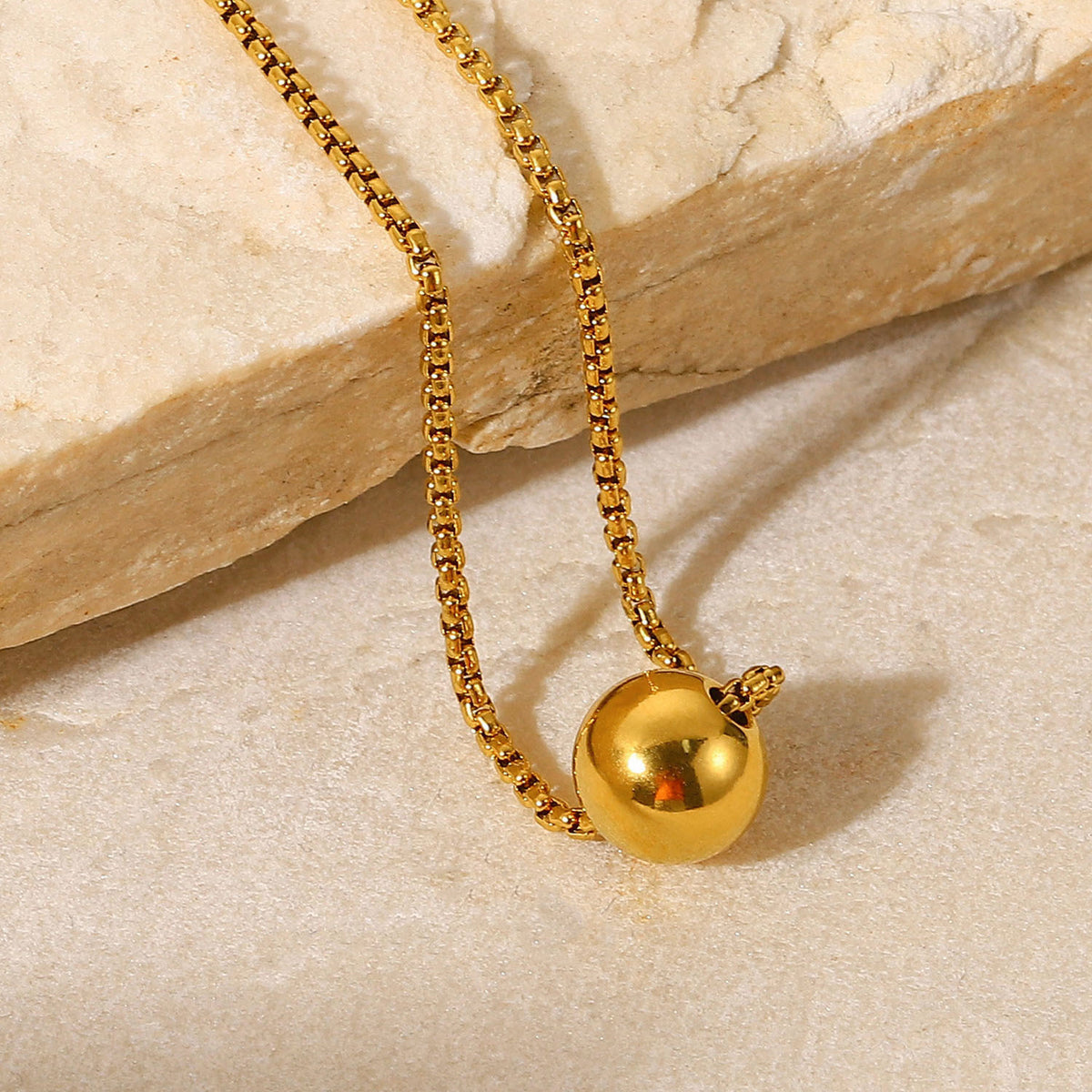 Uittrekbare schakelketting met bol-hanger, goudkleurig foto 2