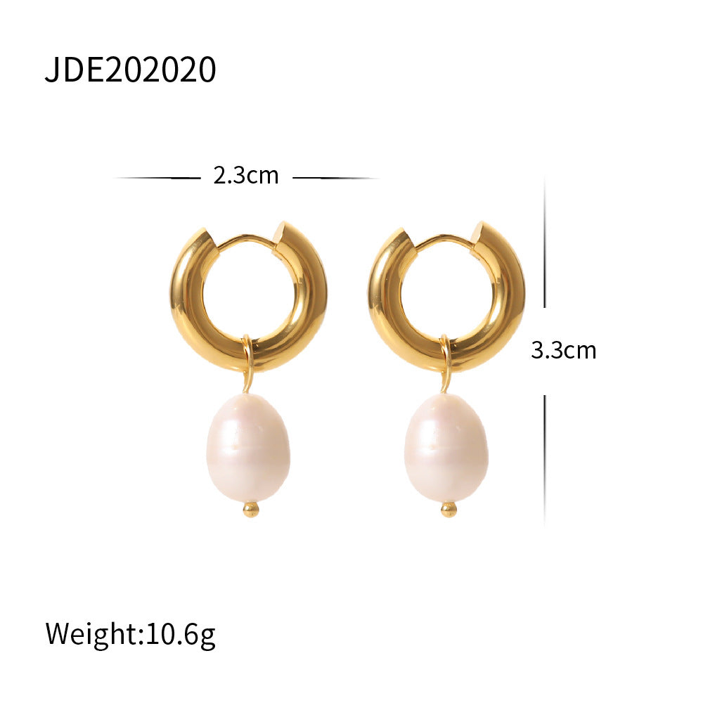 Oorbellen met parel-look druppel, goudkleurig foto 4