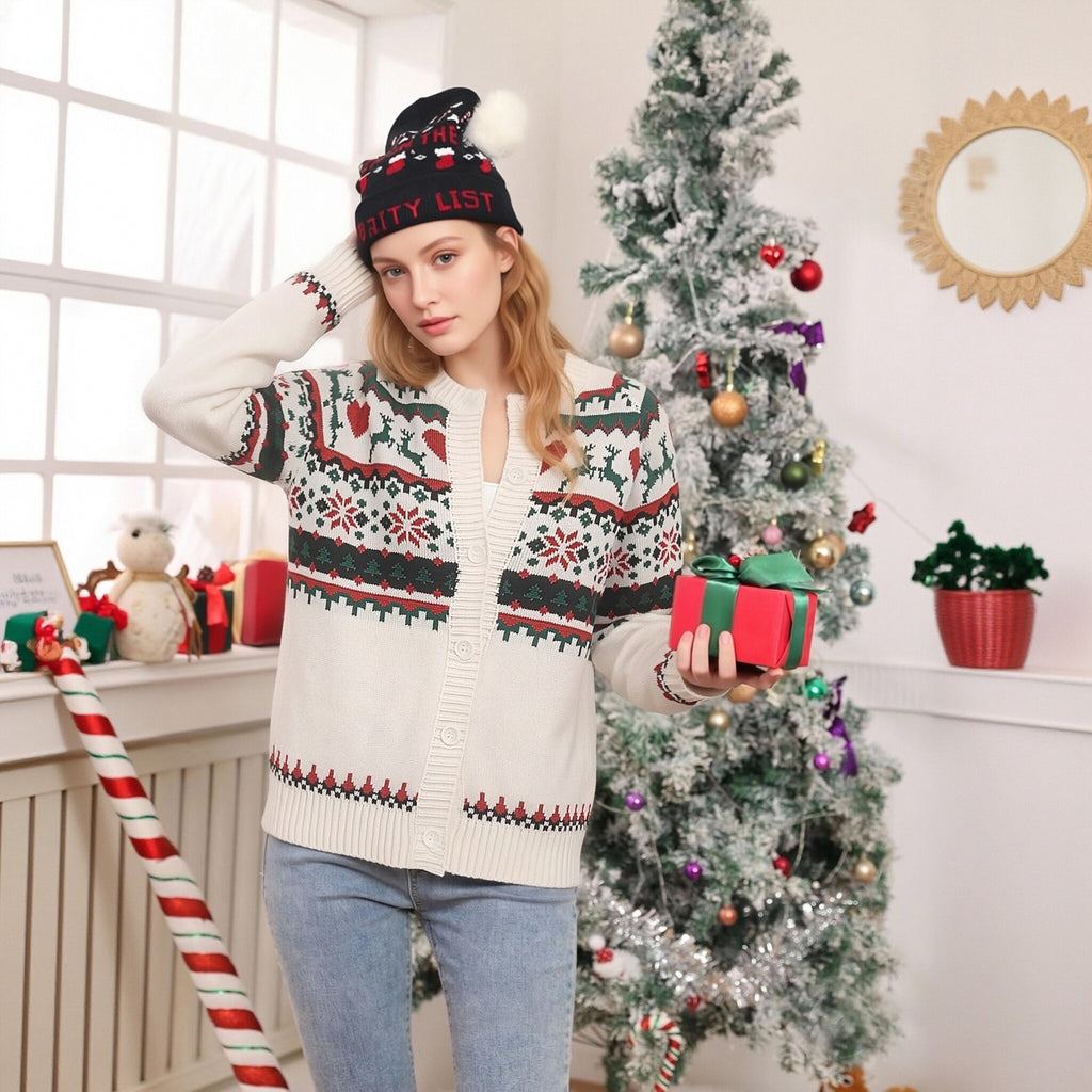 Vest met winterpatroon, zijaanzicht
